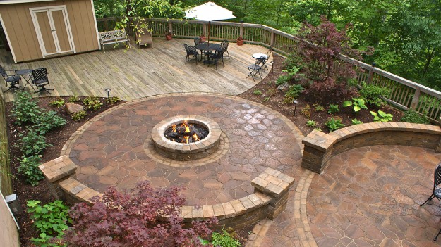 Outdoor stone fireplace