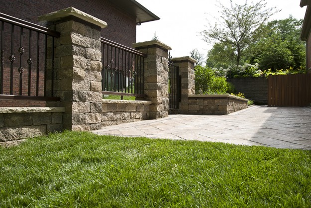 Outdoor fence with stone columns