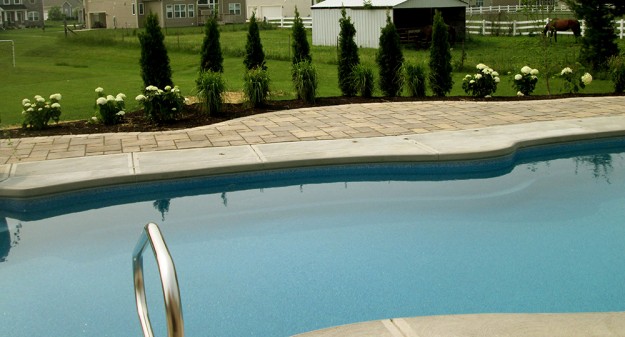 Outdoor pool with stone patio