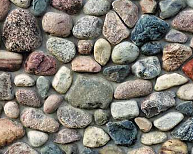 Wisconsin granite cobble stone wall